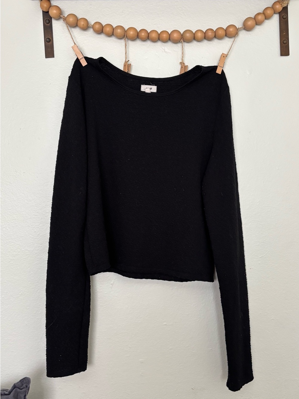 Women's Black Long-Sleeve Knit Top by
